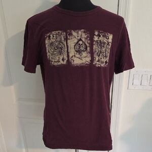Lucky Brand Maroon Playing Cards Graphic Tee